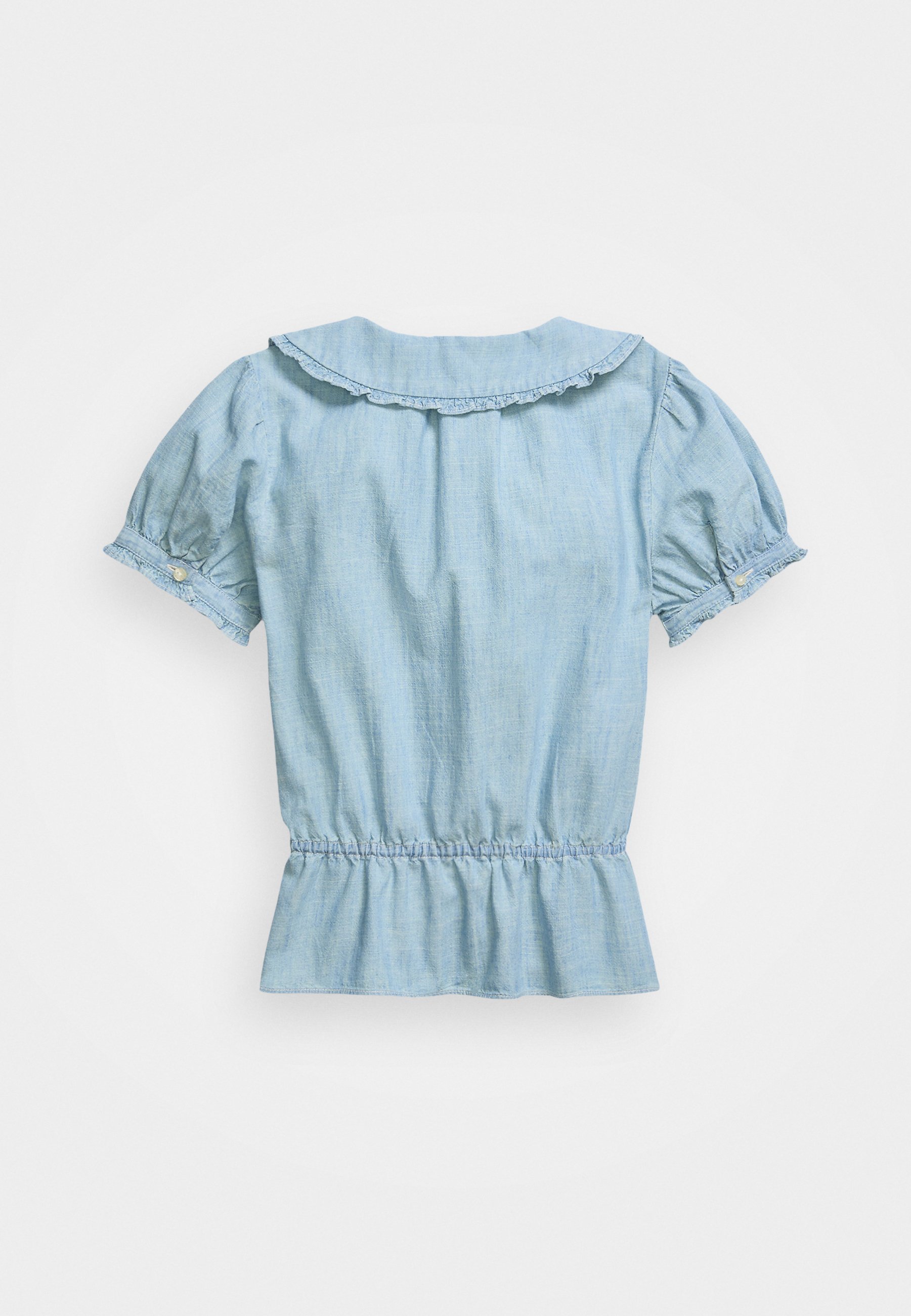 Polo Ralph Lauren TOP PEPLUM IN COTONE CHAMBRAY INDIGO - Nuovo lavaggio medio