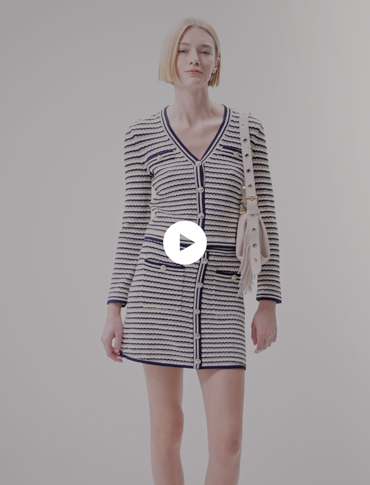 Cardigan tricotat-Marine / Dorée