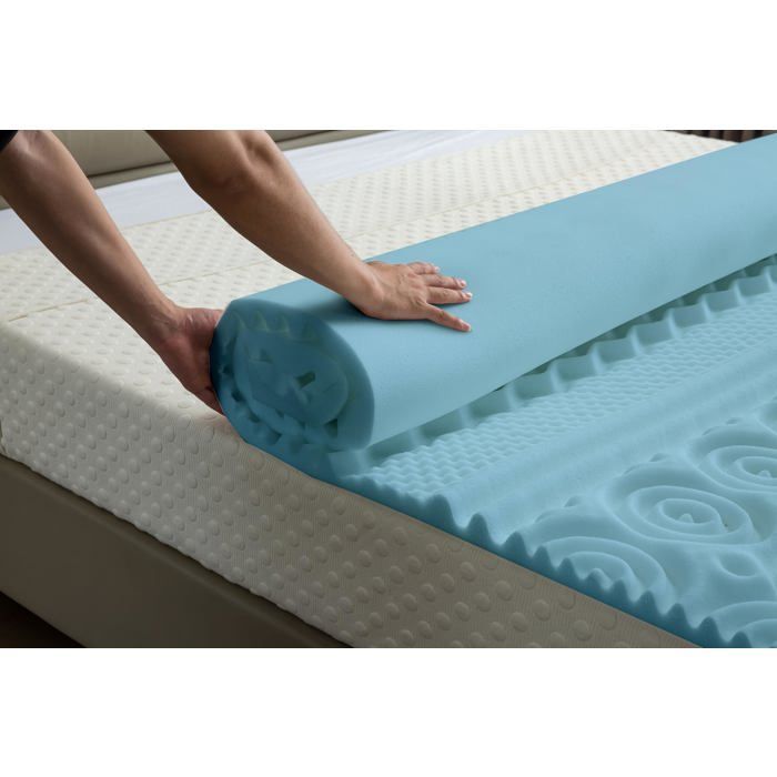 CATAVANA - Mattress Topper 160x200 cm - Memory Foam with Gel + Bamboo Cover - Ergonomic Comfort with 13 Zones
