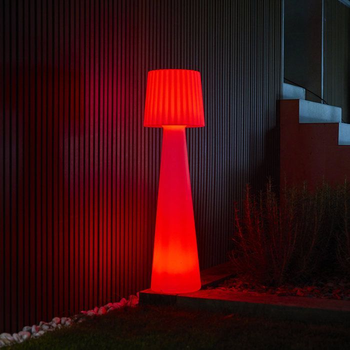 Lampada da terra wireless per esterni - LUMISKY - LADY C110 - LED multicolore dimmerabile - Paralume ondulato - Telecomando - H110 cm