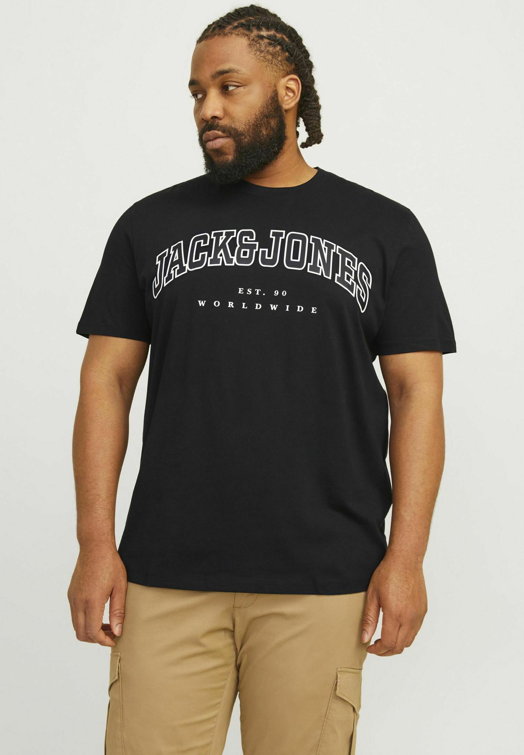 Jack & Jones JJECALEB VARSITY T-shirt met ronde hals - T-shirt met print - zwart
