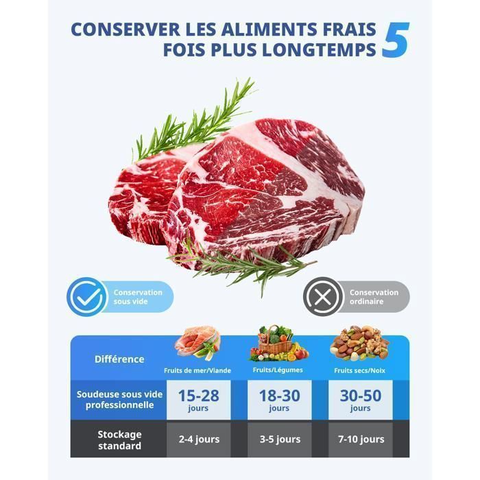 AIRMSEN Machine Sous Vide Portable avec 33 Sacs Fresh et 2 bouchons à vin, Scelleuse Sous Vide Mini pour Voyages et Camping