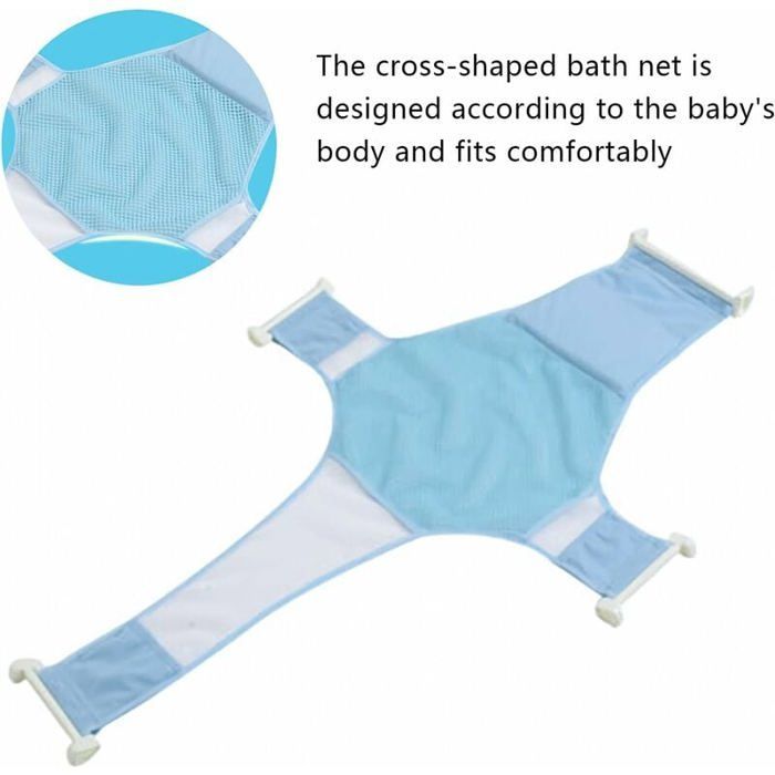 Cómodo asiento de baño de malla para bebés, hamaca de baño plegable y ajustable para bebés de 0 a 12 meses.