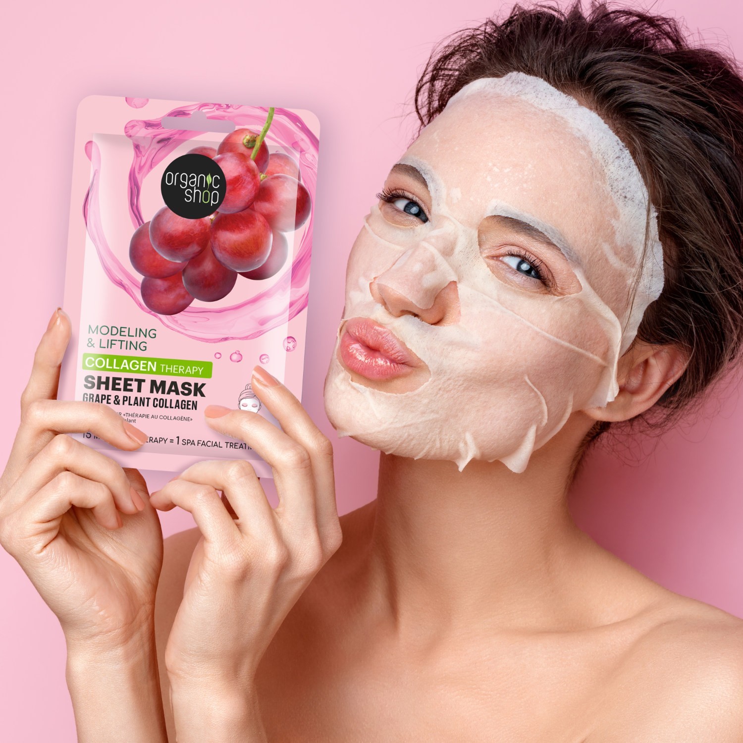 Organic Shop Masque tissu tenseur et Remodelant – Raisin & Collagène végétal