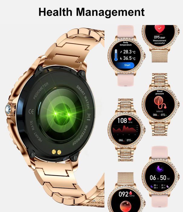 Smartwatch Bluetooth da donna con chiamate, compatibile con Android e iOS, tracker di attività sportiva e fitness, schermo HD da 1,32