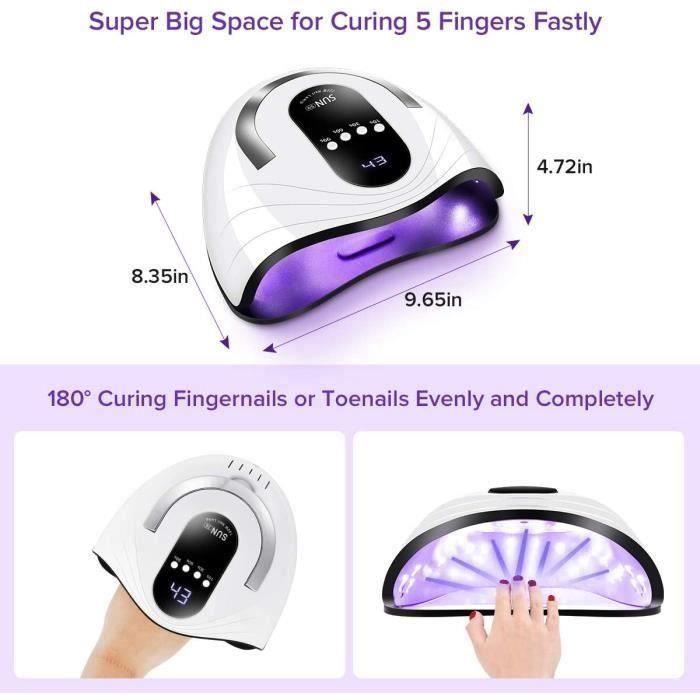 Lampe UV Sèche Ongles - JASENX - 120W - Capteur Automatique - 4 Minuteries - Affichage LCD