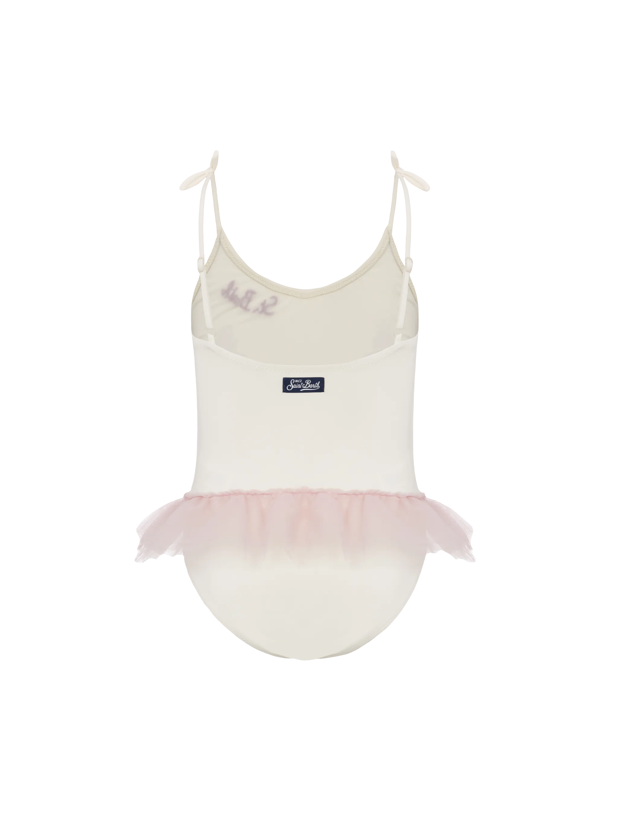 Costume intero Dancer con balza in tulle e fiocchi glitterati