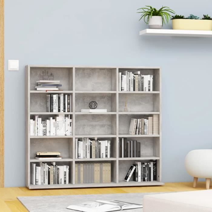 Storage Unit - CD Cabinet - Concrete Grey 102x16x89.5 cm Chipboard