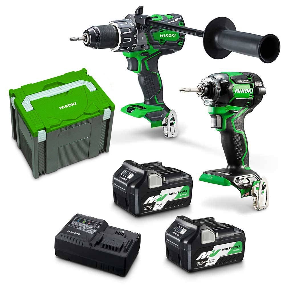 HIKOKI 36V Multivolt Brushless 2-teiliges 2 x 2,5Ah/5,0Ah Kombi-Kit KC36DBDL2(HRZ)