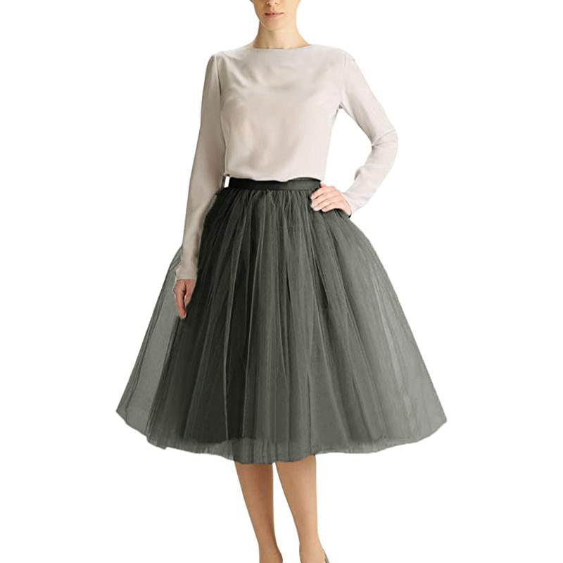 Jupe de bal courte trapèze en tulle, longueur genou, style tutu, pour femme