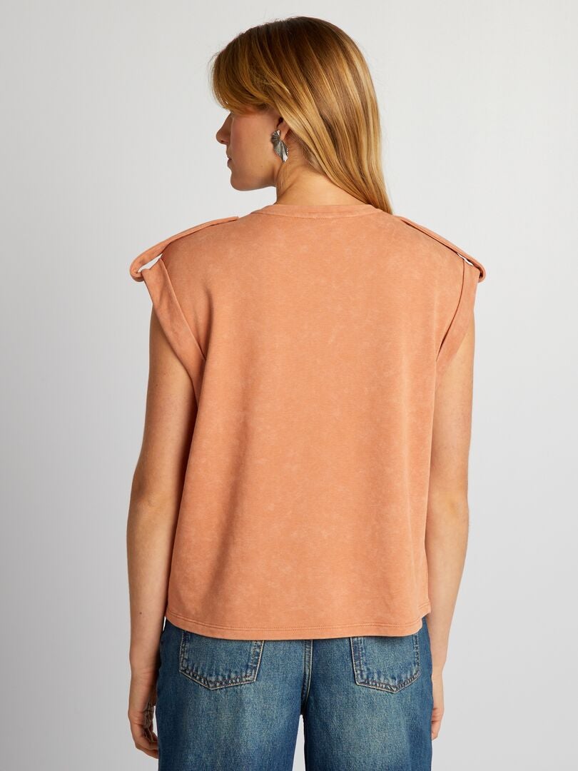 Losvallend T-shirt met vervaagd effect - BRUIN