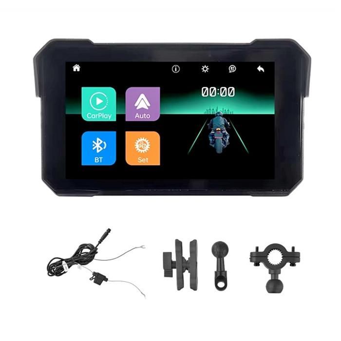 Pantalla de navegación GPS portátil de 5 pulgadas para motocicletas, inalámbrica, compatible con CarPlay y Android Auto, pantalla resistente al agua IP68, Bluetooth.