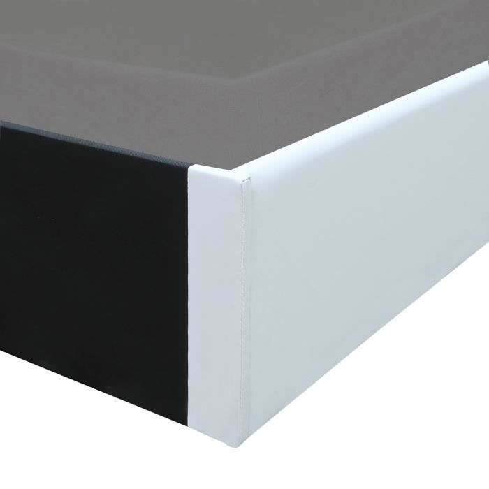 Cama adulta ECLIPSE de 140x190 cm con caja de almacenamiento - Piel sintética blanca