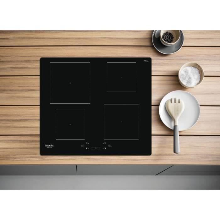 Table de cuisson induction - HOTPOINT - 4 foyers - L60 cm - HQ5660SNE - 7200 W - Rêvetement verre noir