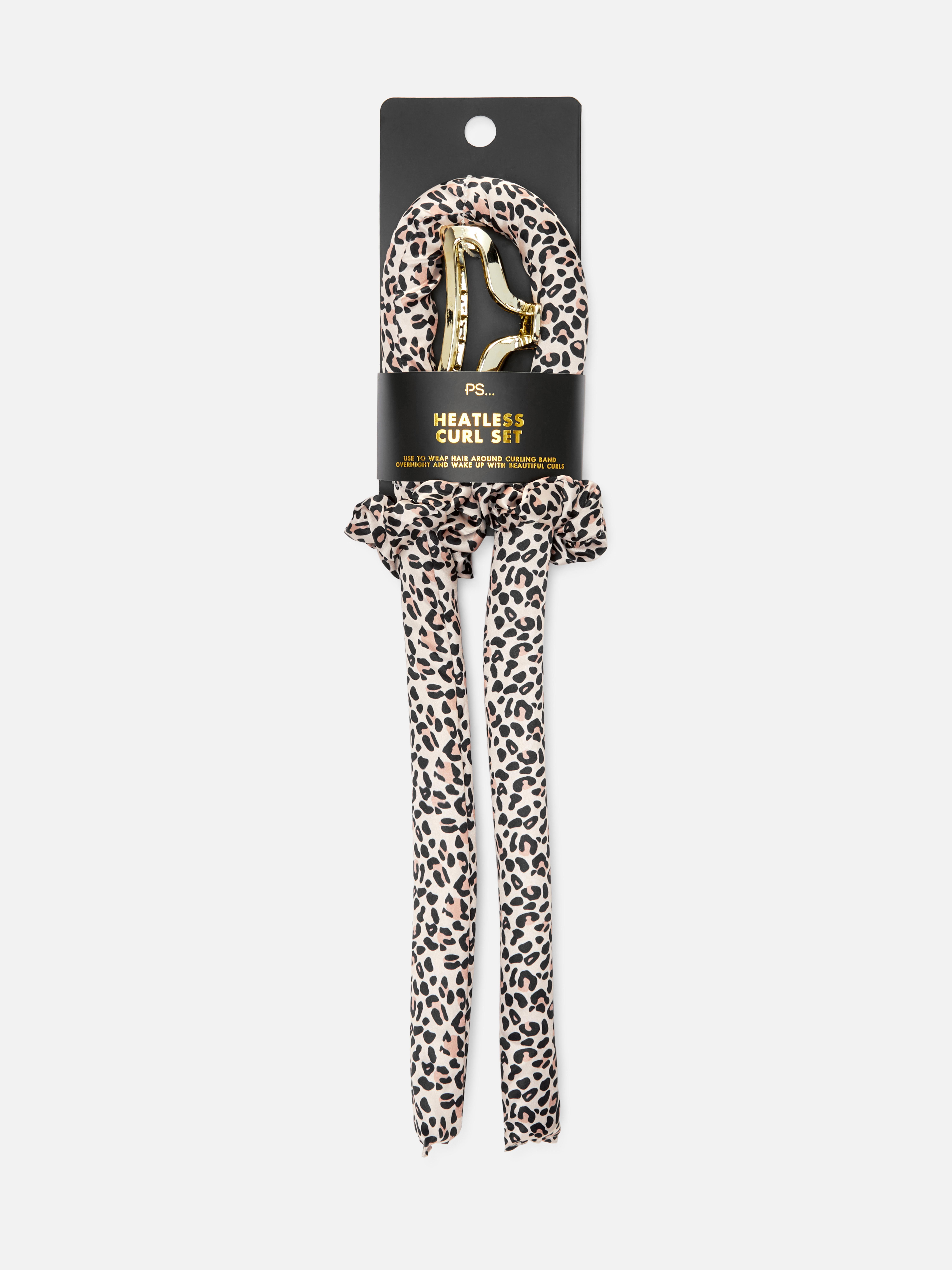 PS... Ondulator fără căldură, cu imprimeu leopard Ondulator fără căldură, cu țeavă flexibilă cu imprimeu leopard, agrafă metalică și elastice de păr