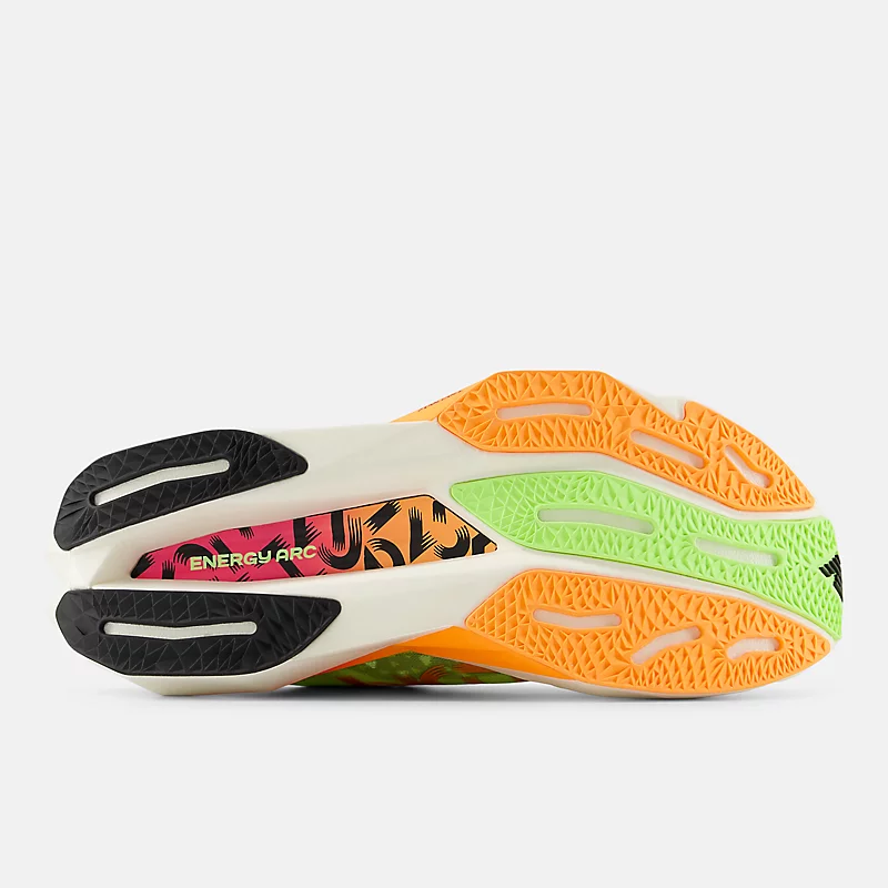 TCS London Marathon FuelCell SuperComp Elite v4 Damenschuh – Gebleichtes Limettengrün, Leuchtendes Mango und Neonpink