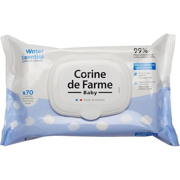 Lingettes Bébé Nettoyantes Change Water Essential - 99% d'Eau Purifiée - Produit de Toilette d'Origine Végétale