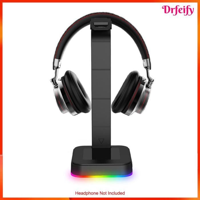 Supporto per cuffie da gaming Akozon RGB con porta per cuffie over-ear, nero