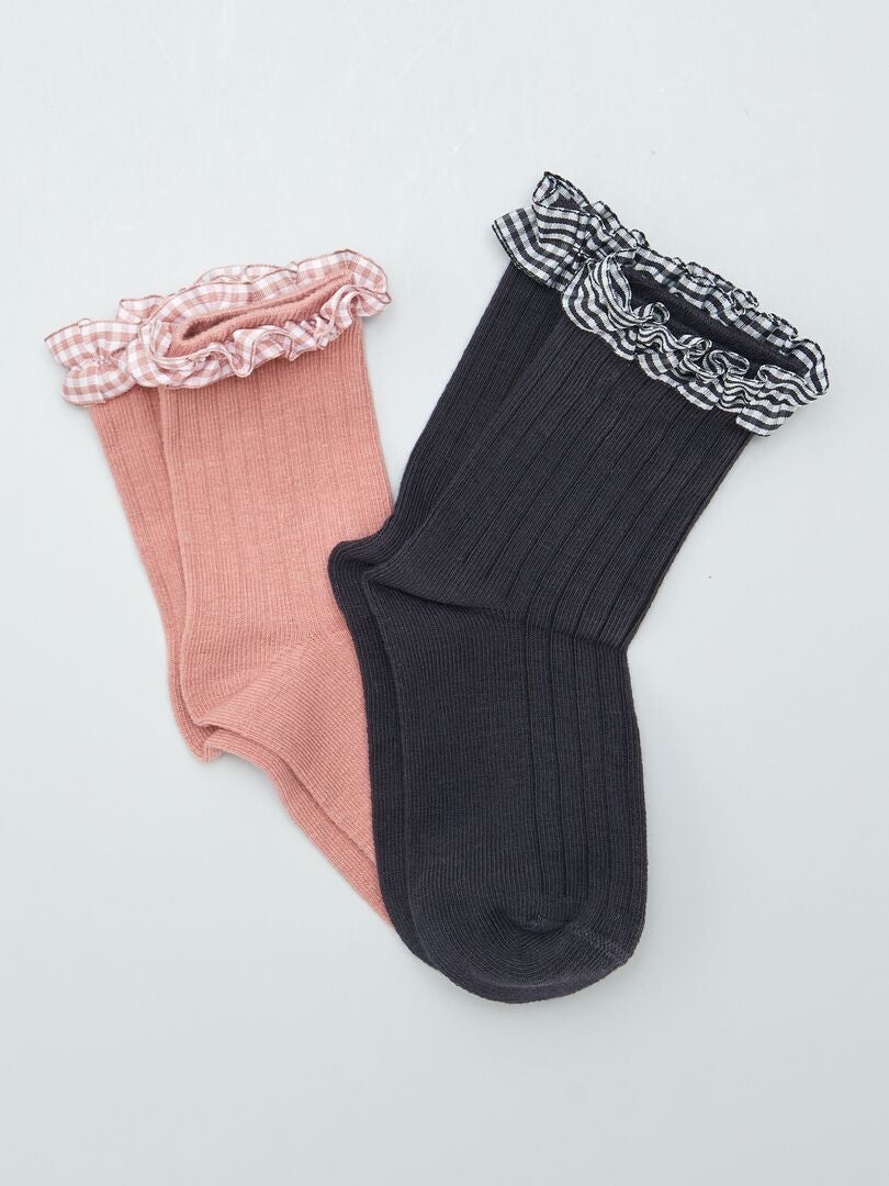 Juego de 2 pares de calcetines con volantes - ROSA