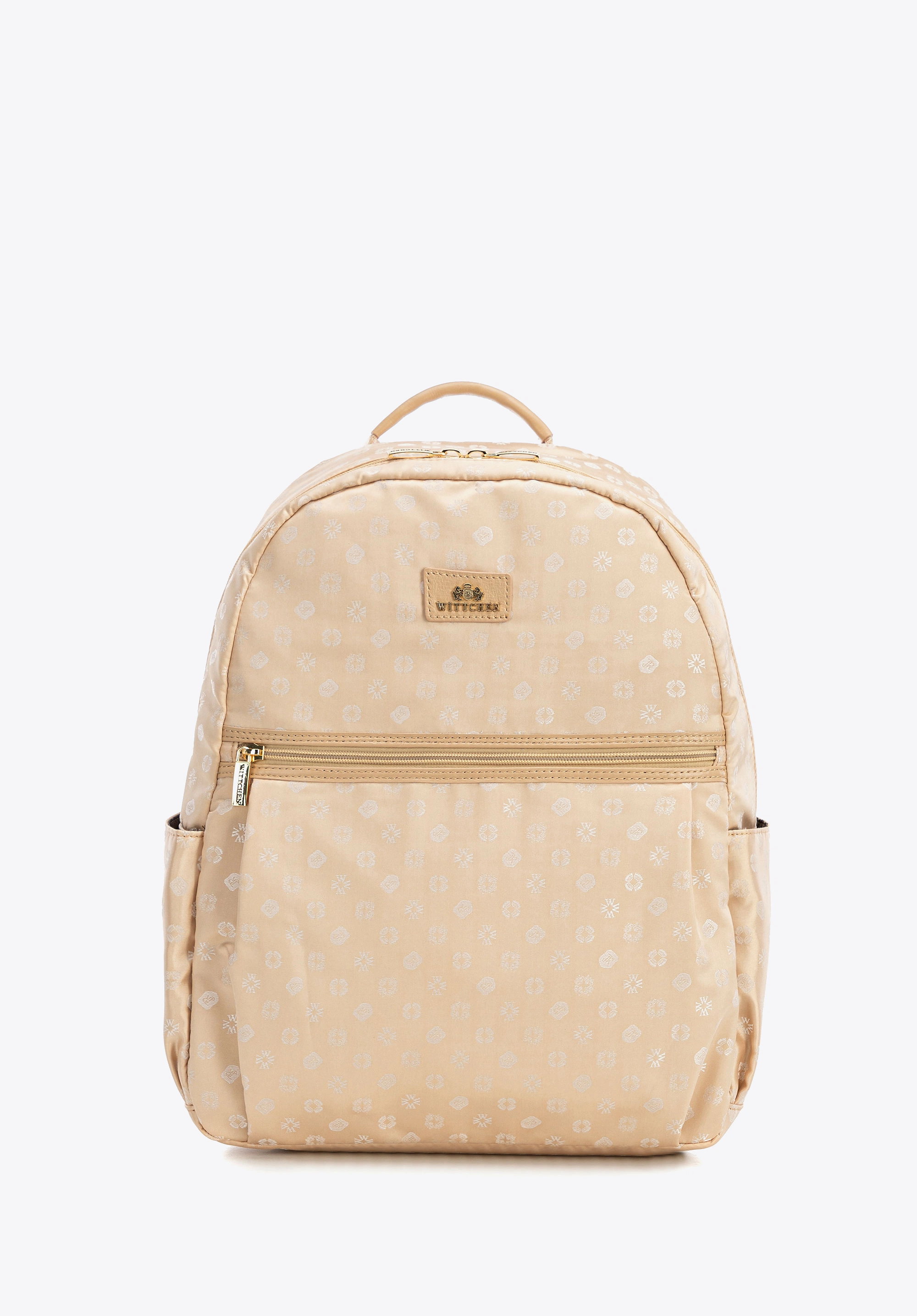 Damski plecak elegancki w monogram kremowy