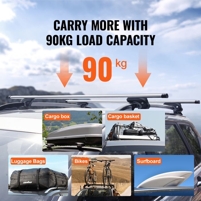 Barre portatutto universali VEVOR - 135 cm - Barre in alluminio per auto - per SUV, berline, furgoni