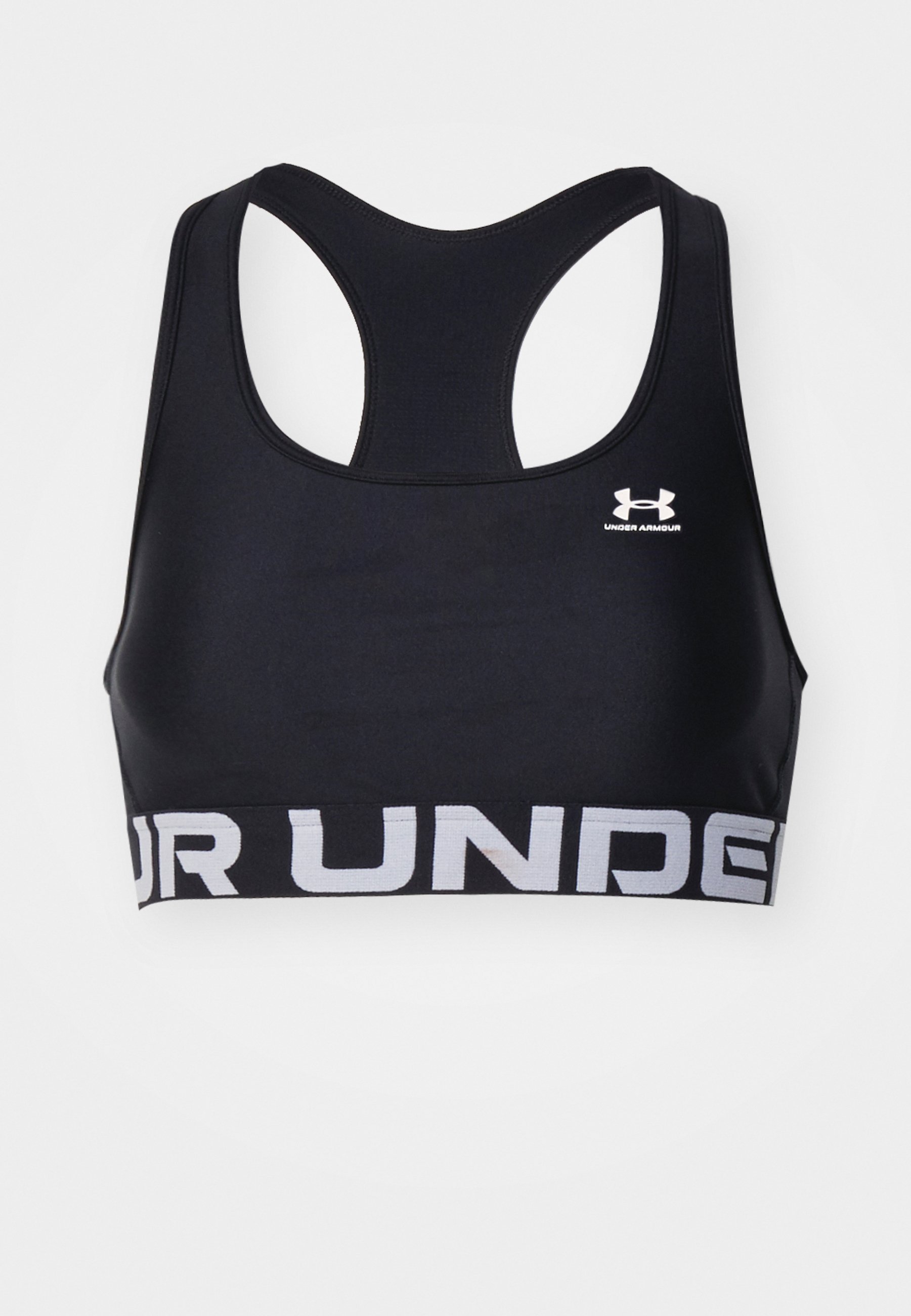 Under Armour MID BRANDED – Biustonosz sportowy o średnim wsparciu – czarno-biały