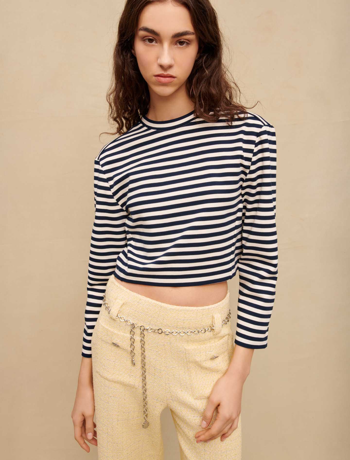 Tricou marinaresc cu mânecă lungă - Blanc/Bleu