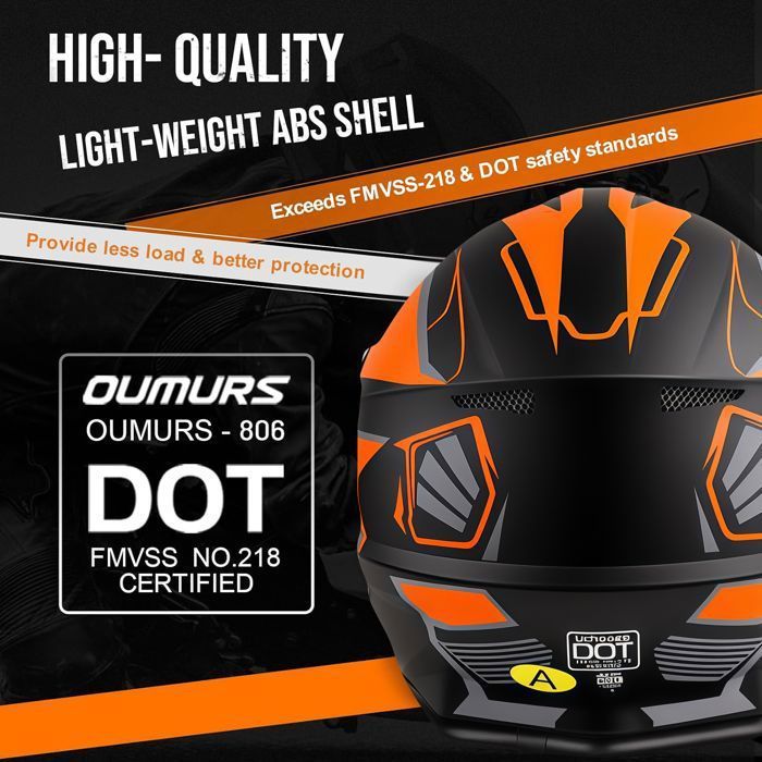Adult motocross helmet, orange-black, medium size