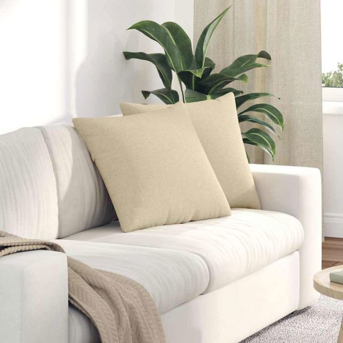 Sofakissen – VIDAXL – 2er-Set – 50 x 50 cm – Creme – Abnehmbarer Bezug