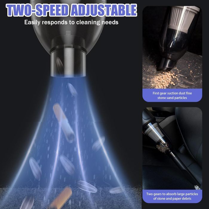 Car vacuum cleaner, multi-functional cordless vacuum cleaner, powerful handheld vacuum cleaner 6000/10000pa (black (10000pa))
