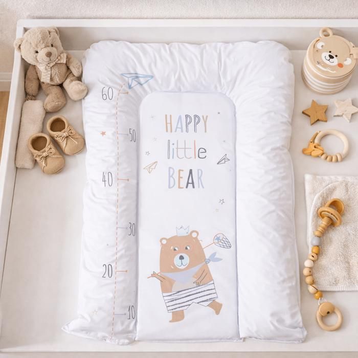 Babycalin - Tapete trocador de bebês com estampa de flocos de neve 50x70 cm - Tapete trocador de bebês em PVC - Ursinho