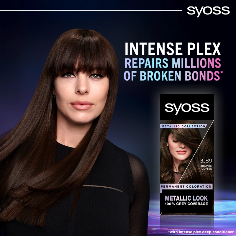 Coleção Syoss Color Metallic de tintura permanente para cabelo.
