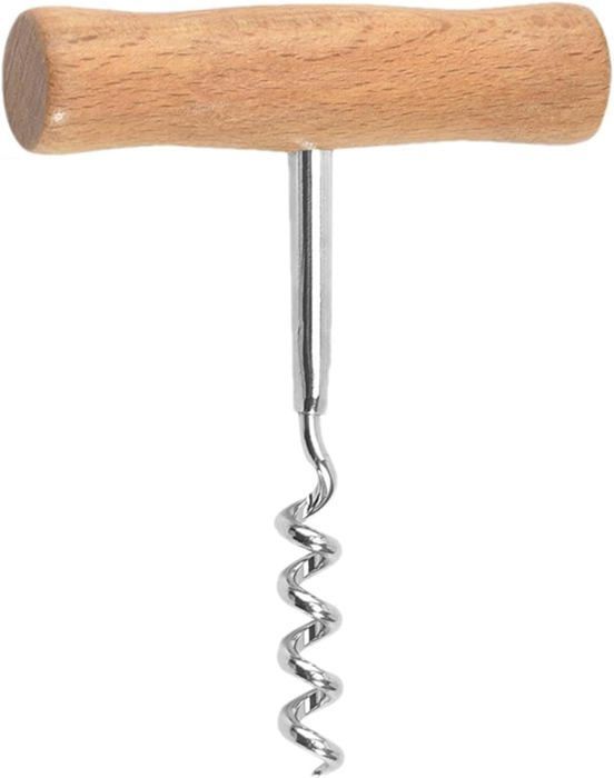 Sacacorchos en forma de T, sacacorchos portátil con mango de madera, accesorio manual para vino.