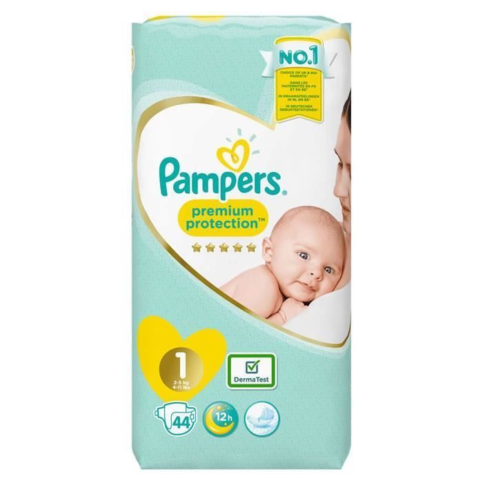 PAMPERS Premium Protection Babywindeln für Neugeborene - Größe 1 (2-5 kg) - 44 Windeln
