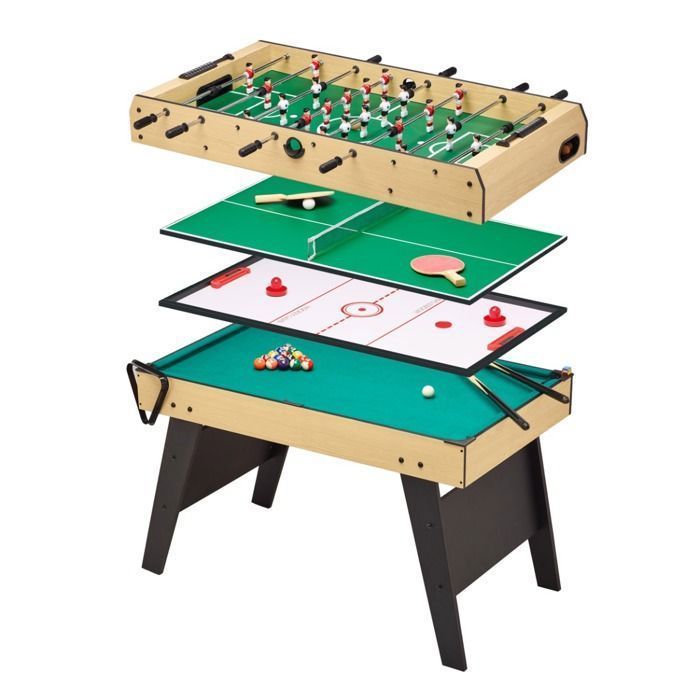 KANGUI 4-in-1 Multi-Game Table for the Whole Family - Foosball - Billiards - Ping Pong - Hockey