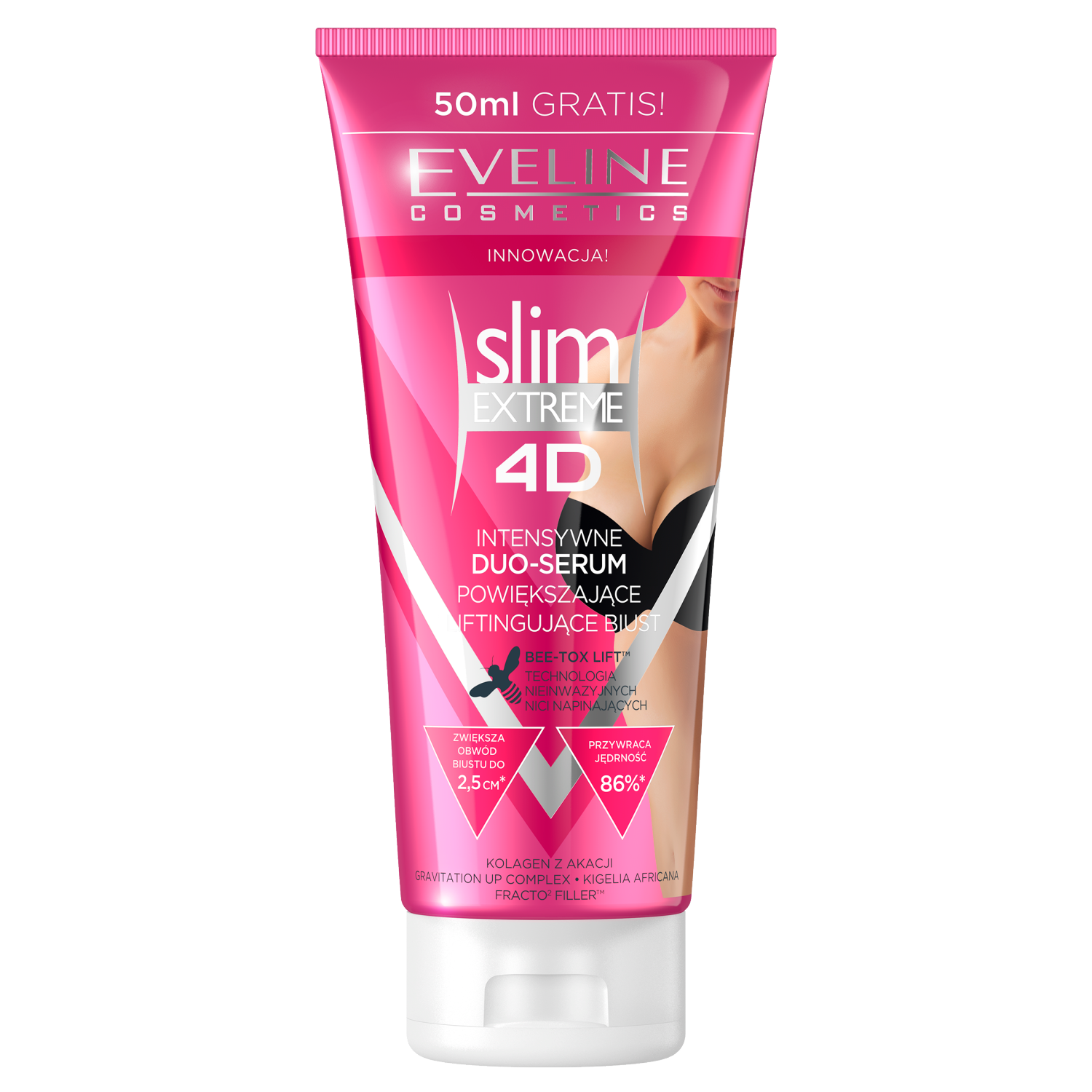 Eveline intenzivni serum za povečanje in izboljšanje strukture prsi 200 ml Slim Extreme 4D