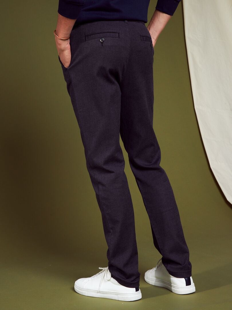 Spodnie żakardowe slim-fit - czarne