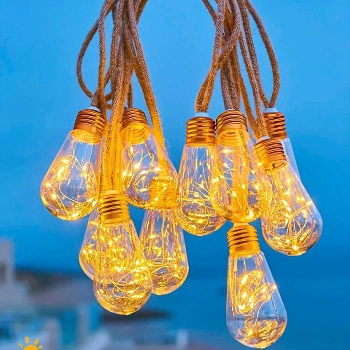 Outdoor solar string lights - 6m 100 LEDs with 10 shatterproof bulbs - Ideal for garden and courtyard decoration