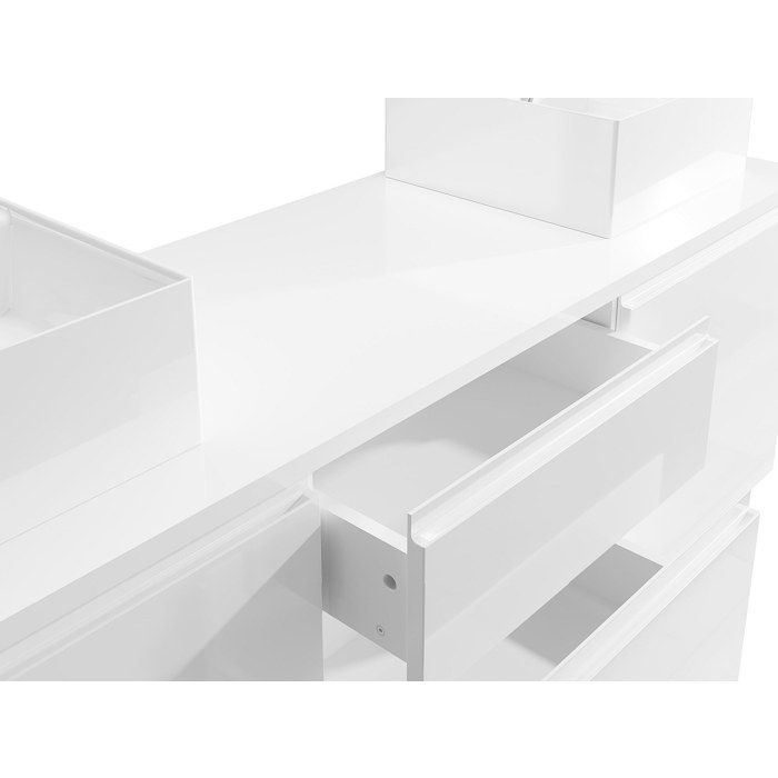 Móvel de banheiro suspenso com pia dupla e espelhos - Branco - 150 cm - JIMENA II
