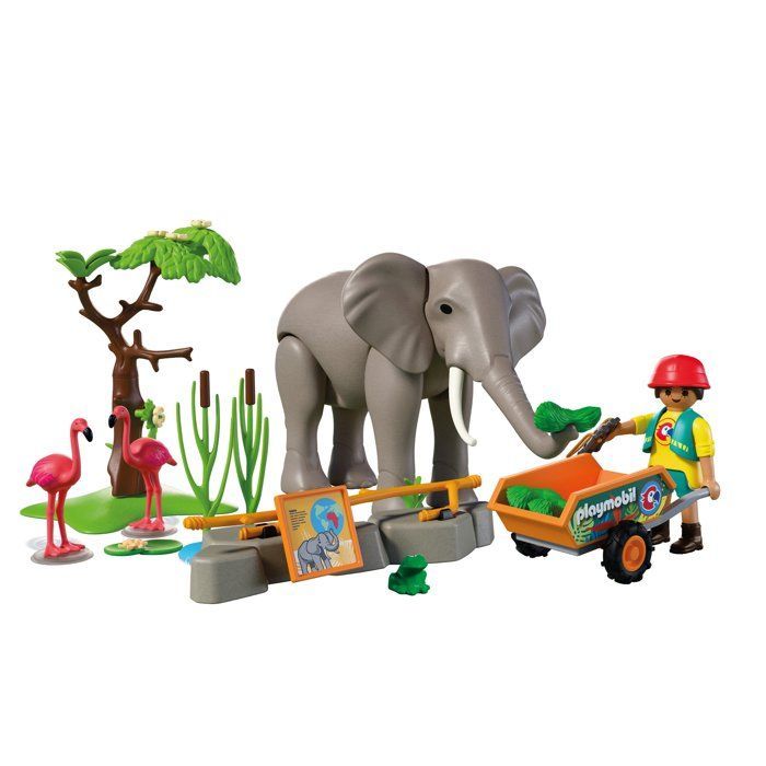 Playmobil 72068 Eléphants et soigneur animalier, My Life, Le Zoo, Promo pack, 43 pièces, Dès 4 ans