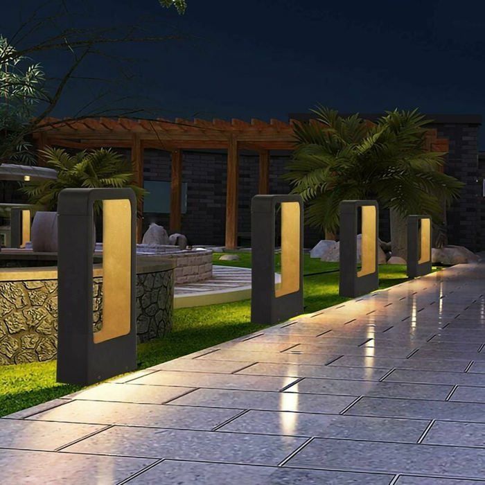 LED bollard light, 7W socket, 3000k, IP65, Terrace Outdoor Lighting, Garden Lamp, Black, Warm White Design, Decorative Light Fixture