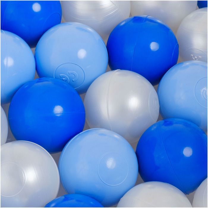 MISIOO Piscina di palline rotonda per cameretta neonati/bambini, in cotone, grigia, 90x30 cm, 200 palline: blu/azzurro/bianco perla