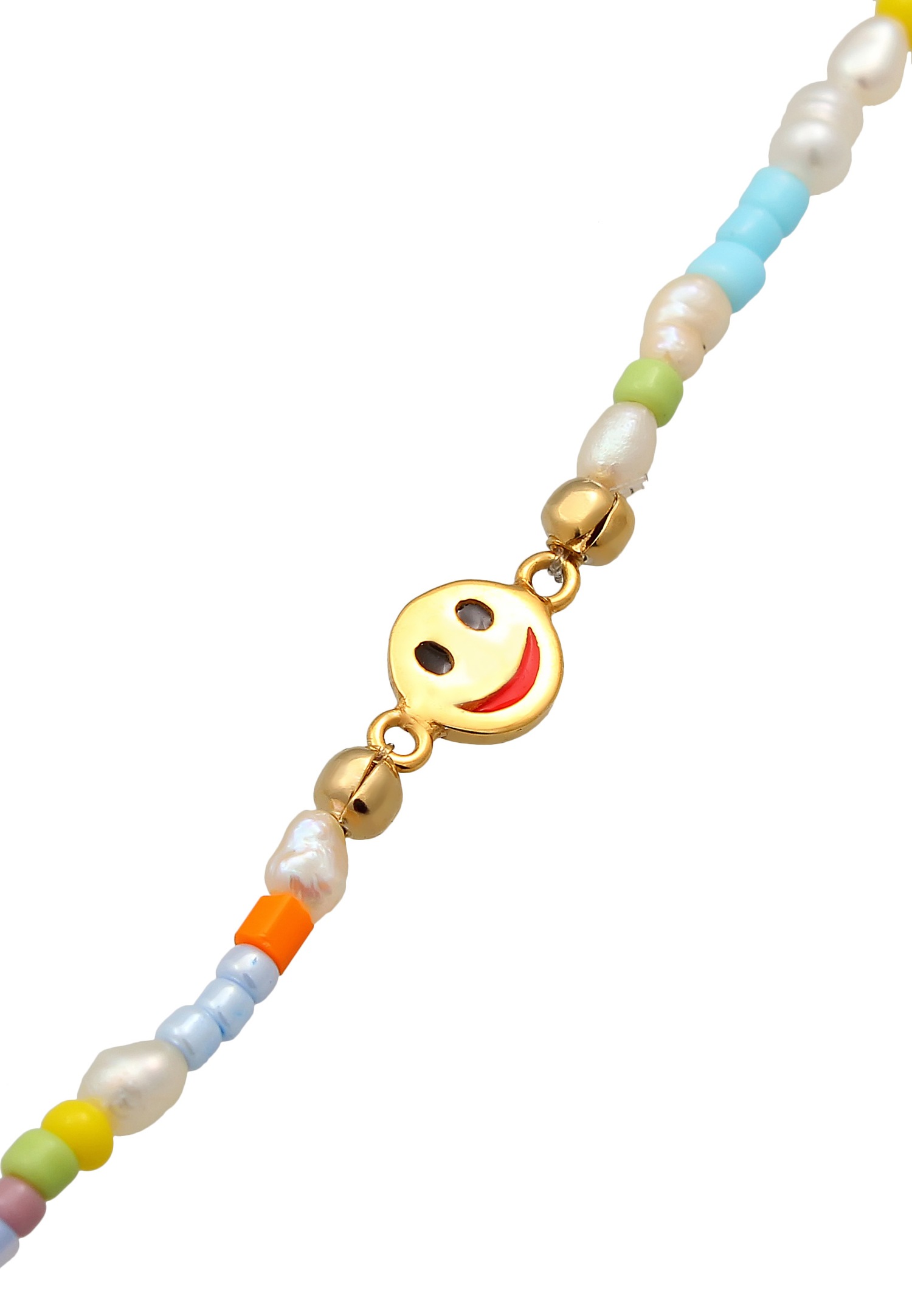 Elli PREMIUM de cheville pour Femmes Yin & Yang Cœur avec Smiling face avec Perles de Culture d'Eau Douce en argent sterling 925 plaqué or