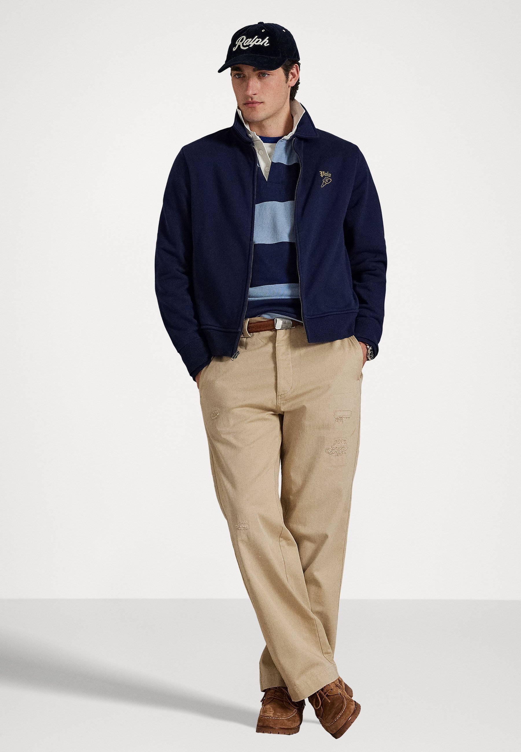 Giacca Polo Ralph Lauren ricamata con chiusura a zip - blu navy