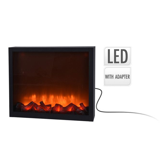 Cheminée électrique - Luxe - LED - Effet flamme réaliste - 41 x 25 cm - Noir