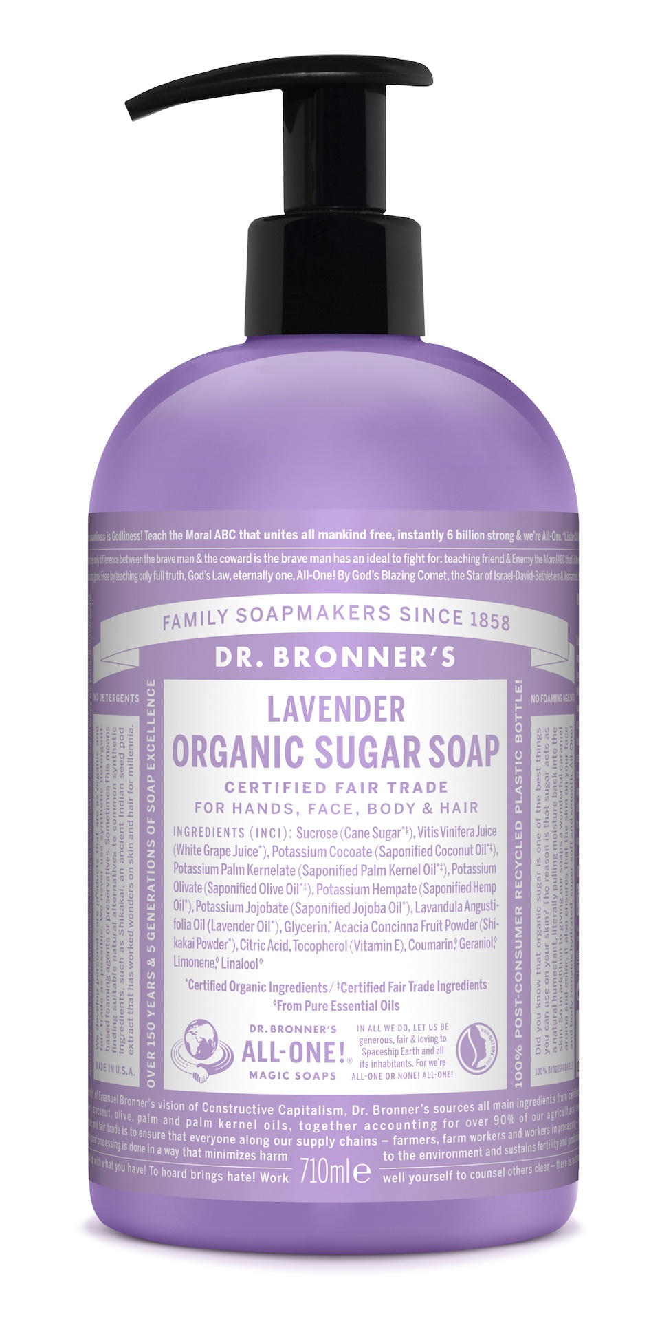Organski šećerni sapun s mirisom lavande 709 ml - Dr. Bronner's