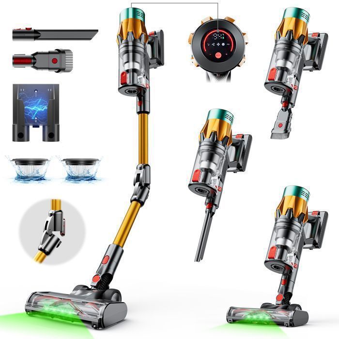 Aspirateur Balai sans Fil Vulcanterre - V22 / 650 W - Autonomie 60  Min - 65 KPa  -  Tube Pliable -  Batterie Amovible