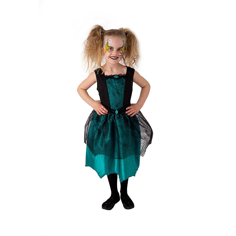 Costume di Halloween da strega verde per bambini dai 4 ai 6 anni.