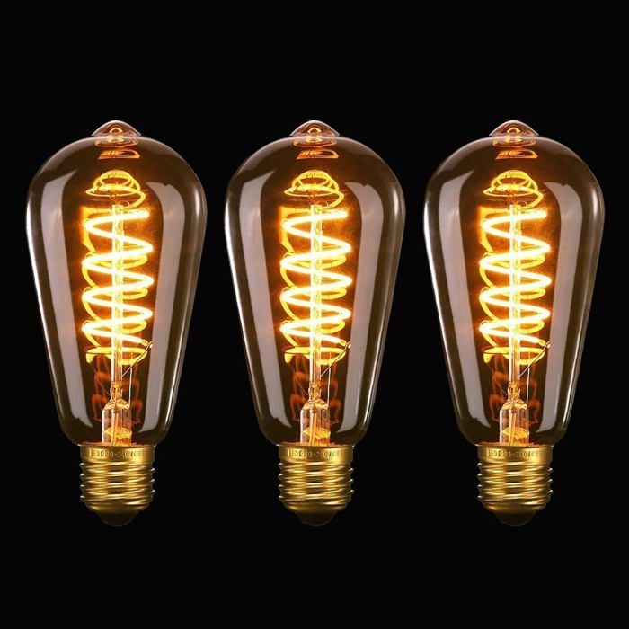 Vintage Edison E27 LED-Glühbirne ST64, flexible, gebogene LED-Spiralglühbirne, antikwarmweiß, entspricht 40 W