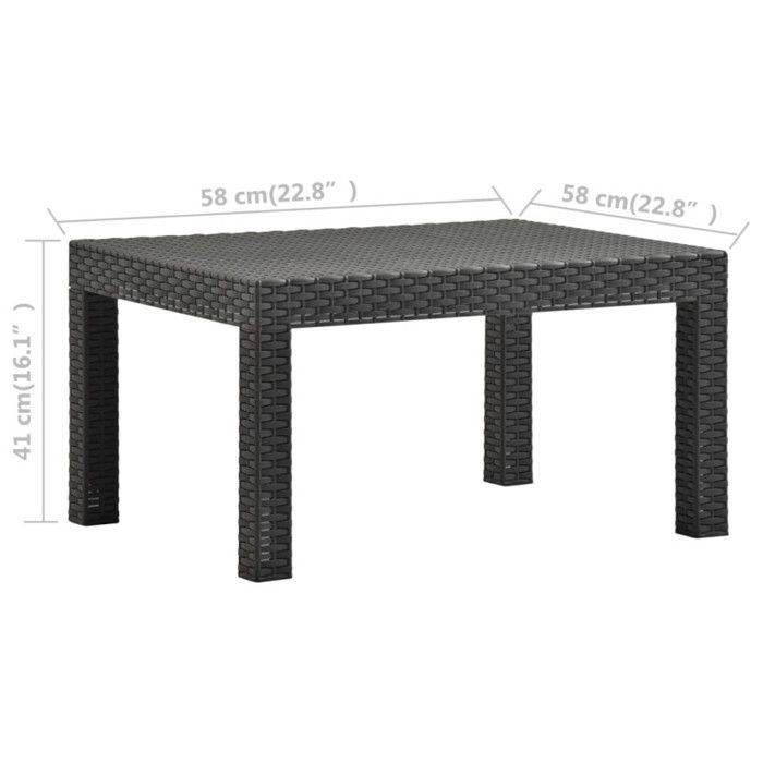 Tavolo da giardino vidaXL Antracite 58x58x41 cm PP